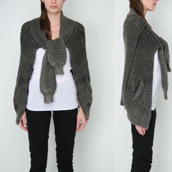 Alexander Wang Sweater Cape Shawl Cable Knit - Picture 2 of 8